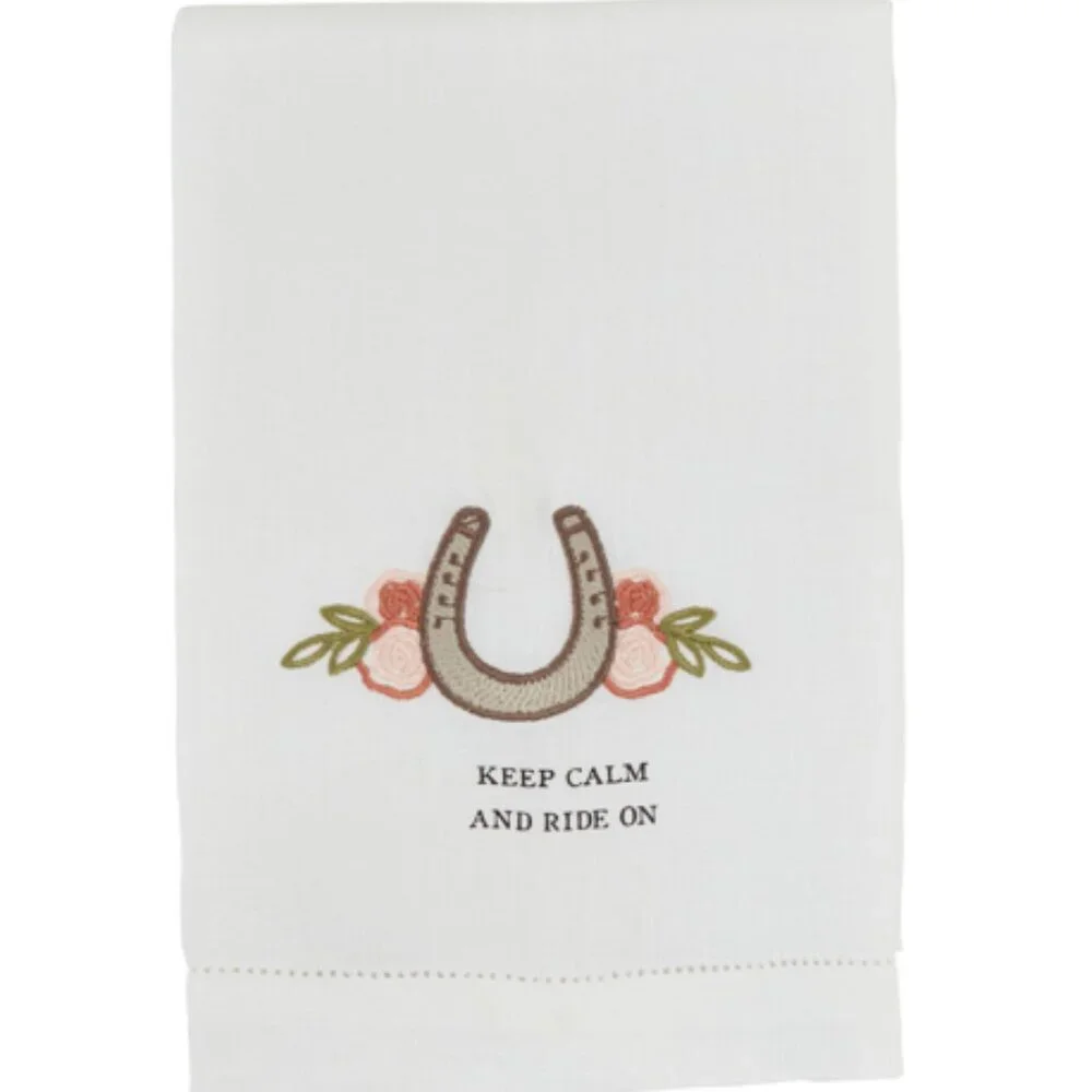 Mud Pie Western Horse Shoe Embroidered Bathroom Towel 21